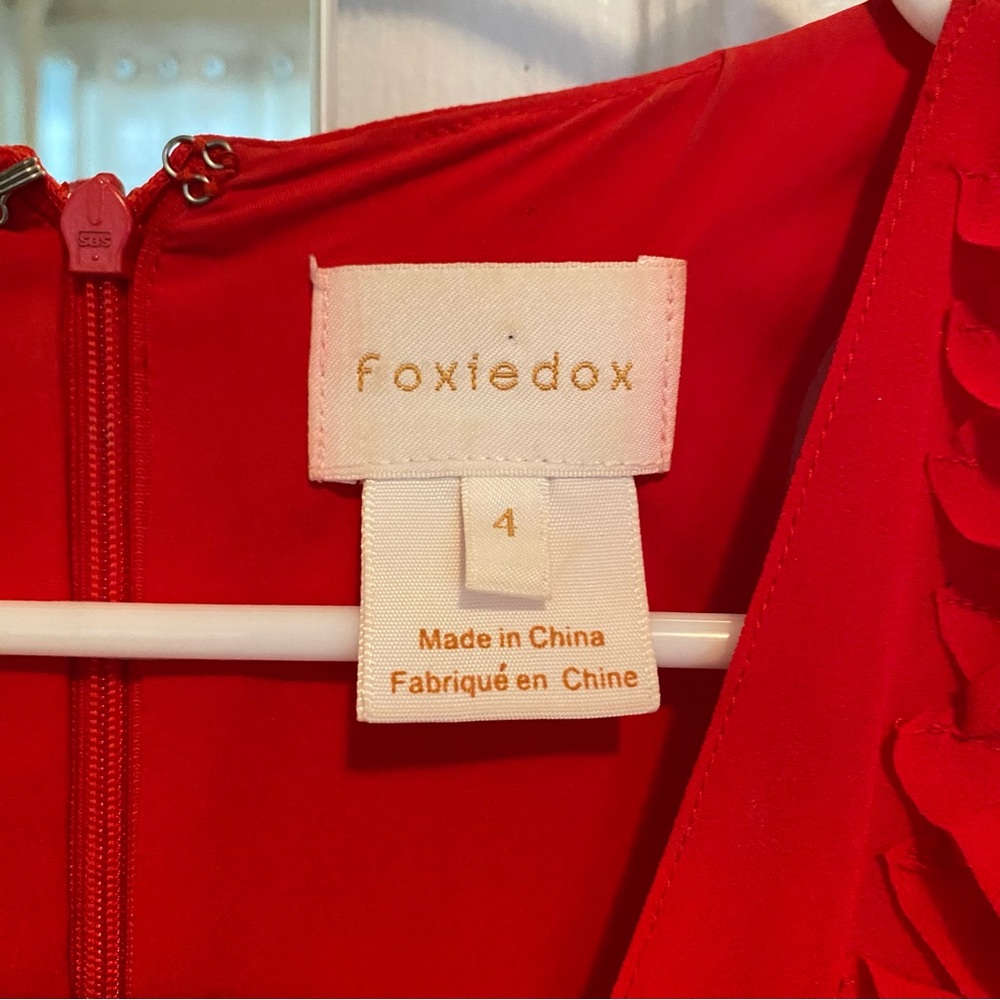 Red Ruffle Pleated Dress - Picture 4 of 5